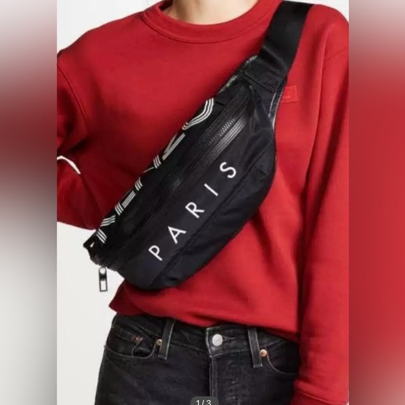 KENZO BUM BAG FANNY PACK WAIST BELT BAG WHITE TWO COMPARTMENT SPORT LOGO LVMH - Picture 2 of 10